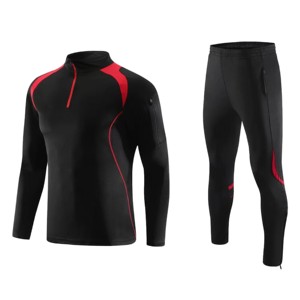 Ensemble de sport pour hommes de haute qualité demi-veste à glissière vêtements d'entraînement jeux maillots Kit de football hauts et pantalons tenue décontracté - Product Image 2