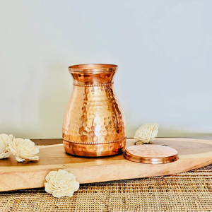 Bouteille de verres en cuivre pur martelé avec couvercle anti-fuite écologique pour la décoration intérieure, négociants instantanés à bas prix - Product Image 2