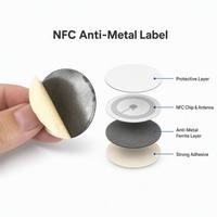 Étiquettes NFC carrées programmables avec texte URL pré-codé, étiquettes RFID Ntag215 personnalisées, utilisables sur surfaces métalliques
