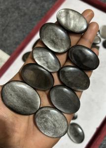 Cabujón de piedras preciosas de obsidiana de brillo de plata Natural de calidad AAA, piedra preciosa suelta de forma mixta, lote al por mayor, obsidiana de peso - Product Image 4