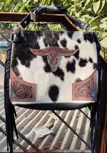 Mini mochila de cuero de vaca marrón Cabello genuino en Hide Correas ajustables de estilo occidental compacto Ligero Diario - Product Image 4