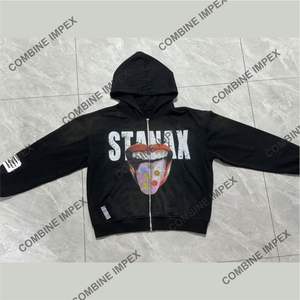 Sudadera con capucha estampada de tendencia de moda de EE. UU. para hombre, Jersey de algodón de lana suave de ajuste informal, diseño gráfico audaz bordado - Product Image 2