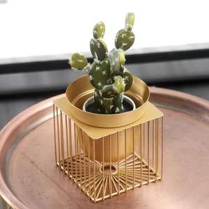 Jardinière moderne en métal brosse noire support pour pot de fleurs en or avec motif de fleurs pour la décoration intérieure de la maison et du jardin extérieur - Product Image 3