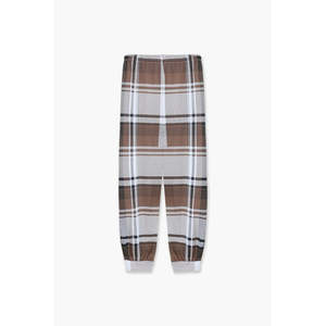 Pantalon marron à jambe large à carreaux pour femmes de marque Léger Respirant Taille élastique Couleur basse-moyenne High Street - Product Image 1