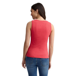 Camiseta de tirantes de longitud regular para mujer con logotipo personalizado, camisetas sin mangas de tela transpirable ligera de algodón acanalado con cuello redondo para mujer - Product Image 2