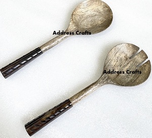 Taille et couleur personnalisées servants à salade en bois 2 pièces ensemble de produits faits à la main de haute qualité fabriqués en Inde à partir d'artisanat d'adresse - Product Image 5