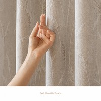 Tissu de rideau occultant en jacquard chenille 70-90, motif floral texturé, pour salon, chambre à coucher, style moderne et minimaliste