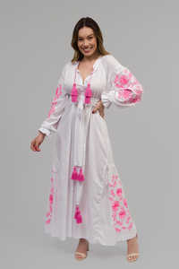 เดรสยาวหรูหราหรูหราสำหรับผู้หญิงเดรสแฟชั่นแบบยั่งยืนแขนทรงบอลลูนมีซิปเข็มขัดเอวทรงตรง - Product Image 4