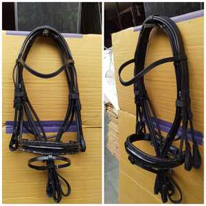 Brida de doma de caballo de cuero de calidad superior Cómodo Cristales de tres filas Browbands Noseband Equipo de equitación ecuestre - Product Image 6