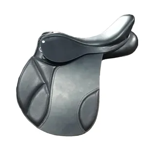 Седло для прыжков с черной лошадью, сделано из натуральной кожи высокого качества, мягкое сиденье, Английское седло для конного катания