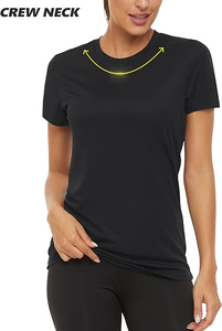Camisetas de gran tamaño con cuello redondo de algodón 100% para mujer, camisetas en blanco de verano de secado rápido con manga corta holgada - Product Image 3
