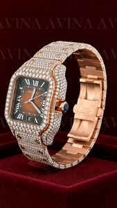 Reloj de Lujo para Hombre con Movimiento de Cuarzo y Acero Inoxidable, Estilo Hip Hop |   Reloj de pulsera cuadrado con esfera azul y diamantes incrustados - Product Image 5
