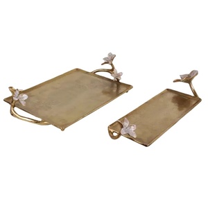 Juego de 2 Bandejas para servir, utensilios de cocina para el hogar, Hotel y restaurante, color Gooden, diseño moderno, bandeja de metal rectangular - Product Image 1