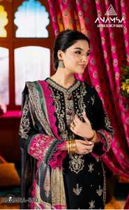 Diseño tradicional 3 piezas Jacquard Shalwar Kameez y estolas Set para la temporada de invierno Mujeres que usan vestido étnico indio India & Pa - Product Image 4