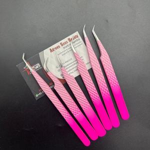 Pince à épiler d'extension de cils personnalisée en rose Ombre pince à cils professionnelle en acier inoxydable à forte tenue marque privée pointue - Product Image 4