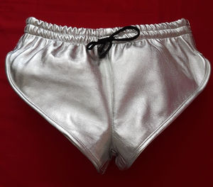 Wholesale <b>Silver</b> Lamb Leather Nappa <b>shorts</b> elastic band Lambskin leather <b>shorts</b> Soft leather apparel Mens women's <b>shorts</b> - Product Image 3
