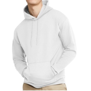 Sudadera con capucha de gran tamaño de Color blanco liso con logotipo personalizado, ropa de calle de invierno para hombre, ropa deportiva pesada con capucha transpirable - Product Image 1