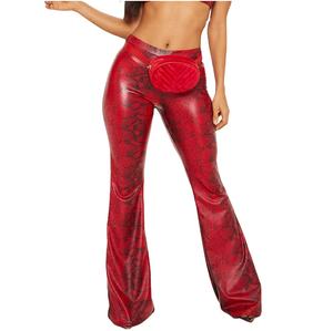 Manufacturer Custom High Quality <b>Synthetic</b> Snake Skin <b>Leather</b> Pants Breathable Casual Style with Flat Front Logo on Waist - Product Image 3