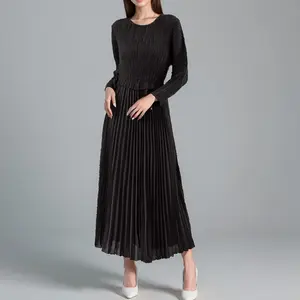 2025 femmes élégante robe de soirée haute qualité tissu Miyake plissé taille ample Vintage décontracté bureau Style printemps été - Product Image 4