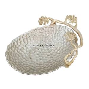 Oval Shape Factory Direct Supply Premium Quality Metal Unique Hammered Texture <b>Silver</b> Shiny Polished Serving And Decorative <b>Bowl</b> - Product Image 4