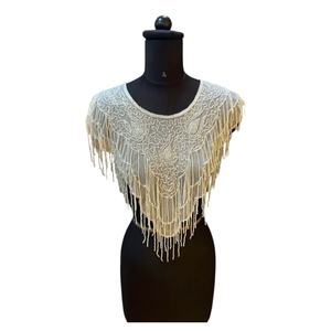 2025 Elegant Black <b>Silver</b> Embellished Fringe <b>Cape</b> Shrug Sequins <b>Cape</b> with 100% Cotton Fabric High Quality Best Prices From India - Product Image 1