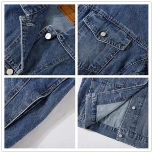 Veste Jean Personnalisée OEM pour Hommes Veste Décontractée à Manches Longues avec Col Rabattu en Denim Délavé Vente en Gros Prix à Bas Prix - Product Image 6