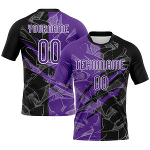 Uniforme de Voleibol Sublimado con Diseño Personalizado de Grafiti Morado y Negro, Transpirable, para Hombre - Product Image 2