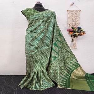 Exclusif Gaji Modal Avec Ajarkh Imprimer Saree Femme Mode Usine En Gros Fabricant Et Fournisseur De Surat - Product Image 1