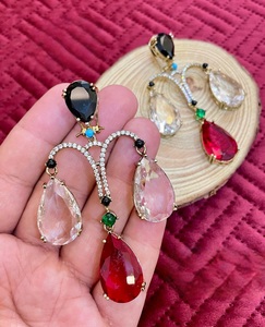 Superbe qualité or polonais Zircon boucles d'oreilles moderne porter fête mariage fonction porter Collection pour les femmes et les filles - Product Image 4