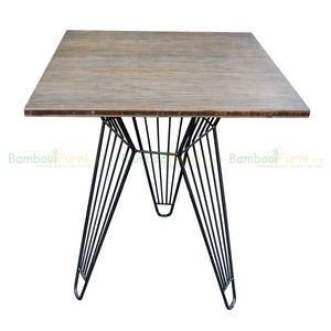 SFBCF009-Durable 60cm Square Industrial-Style TRE P Wood and Iron Footrest Cafe <b>Table</b> Lap Design - Product Image 1