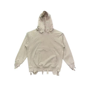 Sudadera con capucha desgastada para hombre de la mejor calidad 100% algodón orgánico temporada de invierno transpirable ropa de calle ecológica con bolsillo - Product Image 2