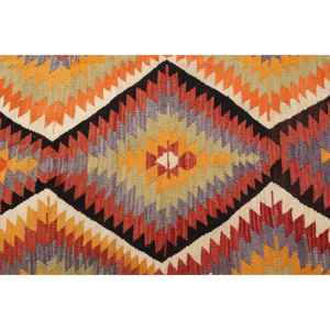 Alfombra Turca Vintage de Lana 4.9x7.5 pies (150x229 cm) con Diseño de Parches Naranjas y Base de Látex - Product Image 3