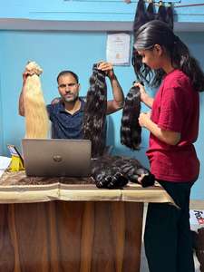 Paquete de cabello intacto con cutícula virgen de Vietnam sin procesar, vendedores a granel, doble trama dibujada, extensiones de cabello humano de templo indio crudo - Product Image 3