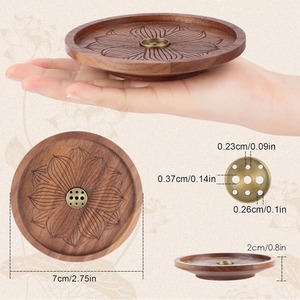 wooden base brass incense <b>diffuser</b> made in India Home Decor Furnishing Aroma Incense <b>Stick</b> Holder - Product Image 2