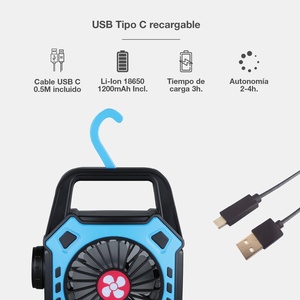 Ventilatore da campeggio con torcia LED da 4W 180Lm (Niaros 201810004) - Product Image 4