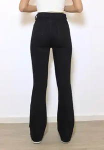 Jeans en denim bleu clair pour femmes, taille basse, coupe skinny, écologiques, 100% coton, asymétriques, personnalisables, formels, vente chaude - Product Image 4