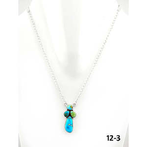 Collier en forme de goutte d'eau en turquoise et argent sterling, style Southwest South Hill - Product Image 3