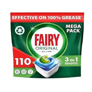 Fairy Tablettes pour lave-vaisselle tout-en-1 en vrac, tablettes pour lave-vaisselle Fairy, 110 comprimés, originales - Product Image 1
