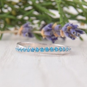 แหวนแต่งงานสไตล์โบฮีเมียน925ของผู้หญิงพลอยเพทายสีฟ้าของขวัญแฮนด์เมดแบบมาแรง - Product Image 2