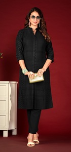 READY MADE VISCOUS RAYON SOIE AVEC ENTIÈREMENT LUCKNOWI Shiffly WORK POCKET KURTIS - Product Image 4