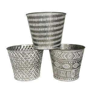 Seau de jardinière galvanisé de haute qualité Seau de plantation rond élégant en acier inoxydable avec poignées pour l'utilisation de la pépinière de jardin à la maison - Product Image 3