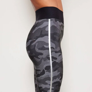 High Waist Camo <b>Leggings</b> with Solid Pattern Elastic Spandex/<b>Nylon</b> Pants Featuring a Durable Camouflage Print - Product Image 6