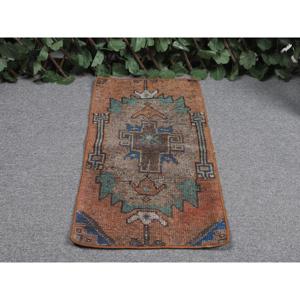 พรมตุรกีขนาดเล็ก 1.2x2.3 ฟุต พรมวินเทจรักษ์โลก สีน้ำตาลลายปะติด ทำจากขนสัตว์ พร้อมแผ่นรองหลังทำจากยางลาเท็กซ์ - Product Image 4