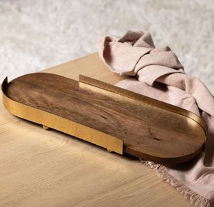 100% sécurité alimentaire nouveau Design Style arabe en bois métal chocolat Dessert plateau de service bol plateaux décoratifs pour Ramadan Diwali - Product Image 5