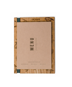 Cubierta de Menú de Madera Personalizada con Encuadernación en Cuero – Porta Menús con Logotipo Personalizado para Hoteles, Cafés y Bares - Product Image 1