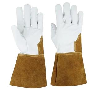 Guantes de soldadura TIG de cuero de cabra de grano completo, puño largo, alta calidad, ecológicos, transpirables, para uso en exteriores, suaves y duraderos, 15 cm - Product Image 1