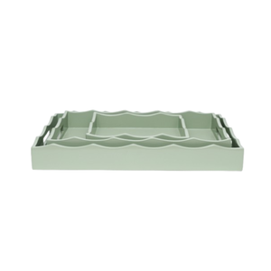 Plateau de service festonné en laque peint à la main de haute qualité pour la nourriture, les collations, plateau de service en bois avec poignées en provenance du Vietnam - Product Image 1