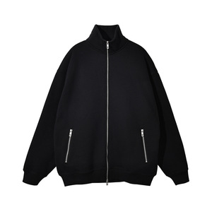 Veste à col montant à double fermeture éclair en polaire 360g, style streetwear, pour hommes et femmes, coupe ample, col montant, fermeture éclair, fournisseurs personnalisés - Product Image 5