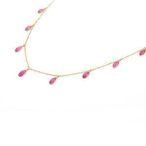 Haute qualité 18k solide or jaune fait à la main lien chaîne élégant naturel rubis Marquise chaîne collier classique pour les cadeaux de mariages - Product Image 3