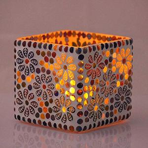 Bougeoir en mosaïque de verre de style européen à la mode multicolore de luxe bougeoir chauffe-plat - Product Image 3